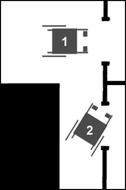 Doorway sketch showing wheelchairs